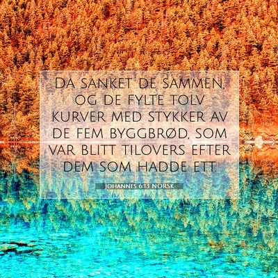 Picture 07 - Johannes 6:13 NORSK - Da sanket de sammen, og de fylte tolv kurver med - Bible Verse Picture