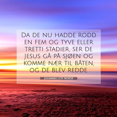 Picture 07 - Johannes 6:19 NORSK - Da de nu hadde rodd en fem og tyve eller tretti - Bible Verse Picture