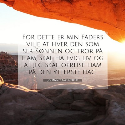 Picture 07 - Johannes 6:40 NORSK - For dette er min Faders vilje at hver den som ser - Bible Verse Picture