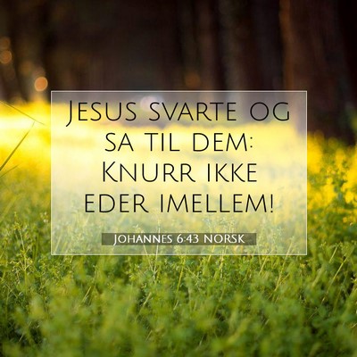 Picture 07 - Johannes 6:43 NORSK - Jesus svarte og sa til dem: Knurr ikke eder - Bible Verse Picture