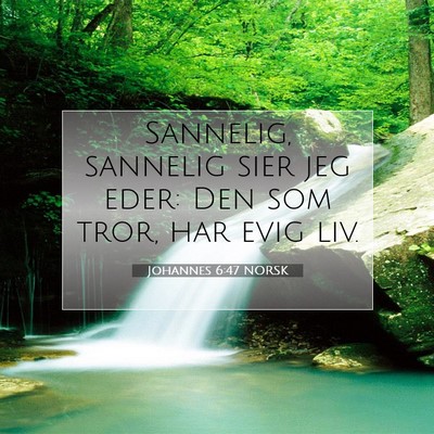 Picture 07 - Johannes 6:47 NORSK - Sannelig, sannelig sier jeg eder: Den som tror, - Bible Verse Picture