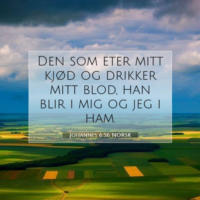 Picture 07 - Johannes 6:56 NORSK - Den som eter mitt kjød og drikker mitt blod, han - Bible Verse Picture