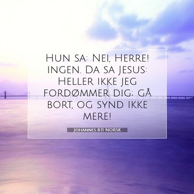 Picture 07 - Johannes 8:11 NORSK - Hun sa: Nei, Herre! ingen. Da sa Jesus: Heller - Bible Verse Picture