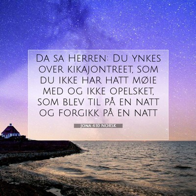 Picture 07 - Jona 4:10 NORSK - Da sa Herren: Du ynkes over kikajontreet, som du - Bible Verse Picture