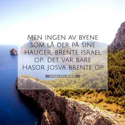 Picture 07 - Josvas 11:13 NORSK - Men ingen av byene som lå der på sine hauger, - Bible Verse Picture