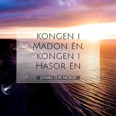 Picture 07 - Josvas 12:19 NORSK - kongen i Madon én, kongen i Hasor - Bible Verse Picture