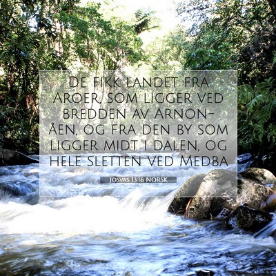 Picture 07 - Josvas 13:16 NORSK - De fikk landet fra Aroer, som ligger ved bredden - Bible Verse Picture