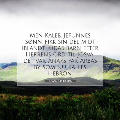 Picture 07 - Josvas 15:13 NORSK - Men Kaleb, Jefunnes sønn, fikk sin del midt - Bible Verse Picture