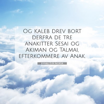 Picture 07 - Josvas 15:14 NORSK - Og Kaleb drev bort derfra de tre anakitter Sesai - Bible Verse Picture