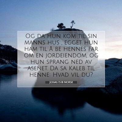 Picture 07 - Josvas 15:18 NORSK - Og da hun kom til sin manns hus , egget hun ham - Bible Verse Picture