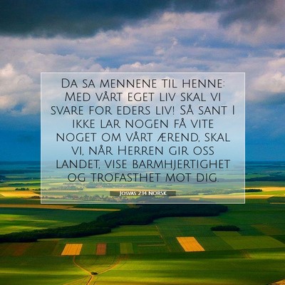 Picture 07 - Josvas 2:14 NORSK - Da sa mennene til henne: Med vårt eget liv skal - Bible Verse Picture