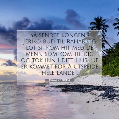 Picture 07 - Josvas 2:3 NORSK - Så sendte kongen i Jeriko bud til Rahab og lot - Bible Verse Picture