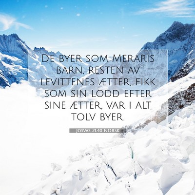 Picture 07 - Josvas 21:40 NORSK - De byer som Meraris barn, resten av levittenes - Bible Verse Picture