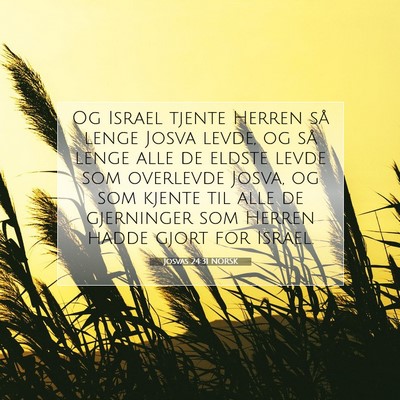 Picture 07 - Josvas 24:31 NORSK - Og Israel tjente Herren så lenge Josva levde, og - Bible Verse Picture