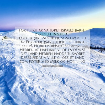 Picture 07 - Josvas 5:6 NORSK - For i firti år vandret Israels barn i ørkenen, - Bible Verse Picture
