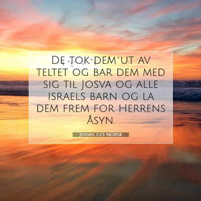 Picture 07 - Josvas 7:23 NORSK - De tok dem ut av teltet og bar dem med sig til - Bible Verse Picture
