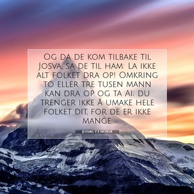 Picture 07 - Josvas 7:3 NORSK - Og da de kom tilbake til Josva, sa de til ham: La - Bible Verse Picture