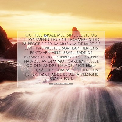Picture 07 - Josvas 8:33 NORSK - Og hele Israel med sine eldste og tilsynsmenn og - Bible Verse Picture