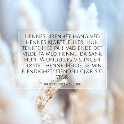 Picture 07 - Klagesangene 1:9 NORSK - Hennes urenhet hang ved hennes kjortelfliker; hun - Bible Verse Picture