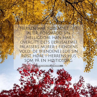 Picture 07 - Klagesangene 2:7 NORSK - Herren har forkastet sitt alter, forsmådd sin - Bible Verse Picture