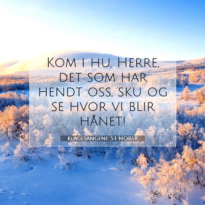 Picture 07 - Klagesangene 5:1 NORSK - Kom i hu, Herre, det som har hendt oss, sku og se - Bible Verse Picture
