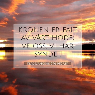 Picture 07 - Klagesangene 5:16 NORSK - Kronen er falt av vårt hode; ve oss, vi har - Bible Verse Picture