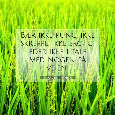 Picture 07 - Lukas 10:4 NORSK - Bær ikke pung, ikke skreppe, ikke sko; gi eder - Bible Verse Picture