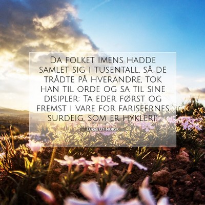 Picture 07 - Lukas 12:1 NORSK - Da folket imens hadde samlet sig i tusentall, så - Bible Verse Picture
