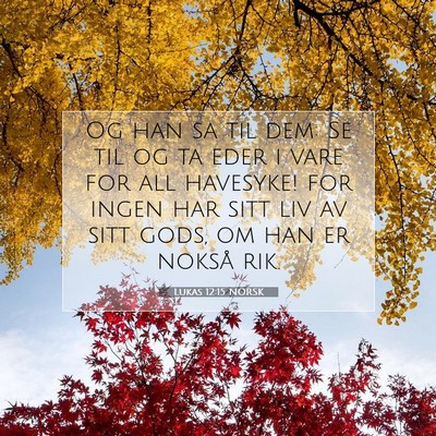 Picture 07 - Lukas 12:15 NORSK - Og han sa til dem: Se til og ta eder i vare for - Bible Verse Picture