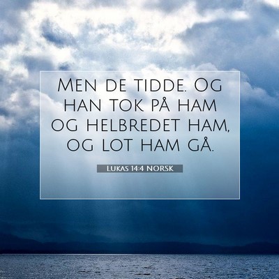 Picture 07 - Lukas 14:4 NORSK - Men de tidde. Og han tok på ham og helbredet - Bible Verse Picture