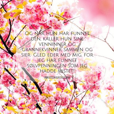 Picture 07 - Lukas 15:9 NORSK - Og når hun har funnet den, kaller hun sine - Bible Verse Picture