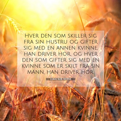 Picture 07 - Lukas 16:18 NORSK - Hver den som skiller sig fra sin hustru og gifter - Bible Verse Picture