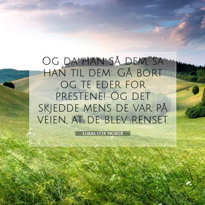 Picture 07 - Lukas 17:14 NORSK - Og da han så dem, sa han til dem: Gå bort og te - Bible Verse Picture