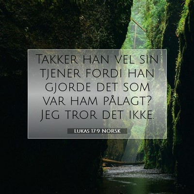 Picture 07 - Lukas 17:9 NORSK - Takker han vel sin tjener fordi han gjorde det - Bible Verse Picture