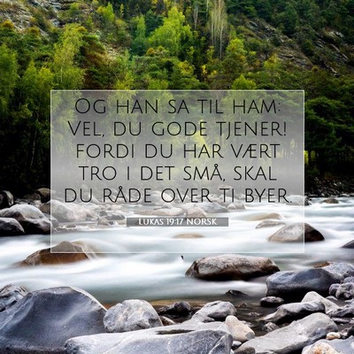 Picture 07 - Lukas 19:17 NORSK - Og han sa til ham: Vel, du gode tjener! fordi du - Bible Verse Picture