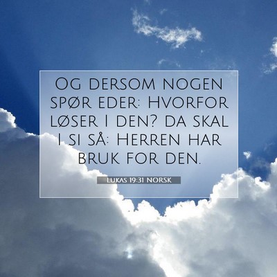 Picture 07 - Lukas 19:31 NORSK - Og dersom nogen spør eder: Hvorfor løser I den? - Bible Verse Picture