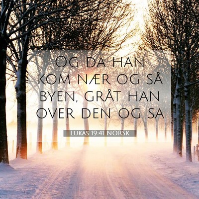 Picture 07 - Lukas 19:41 NORSK - Og da han kom nær og så byen, gråt han over - Bible Verse Picture