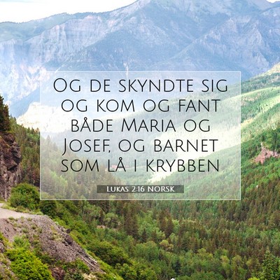 Picture 07 - Lukas 2:16 NORSK - Og de skyndte sig og kom og fant både Maria og - Bible Verse Picture