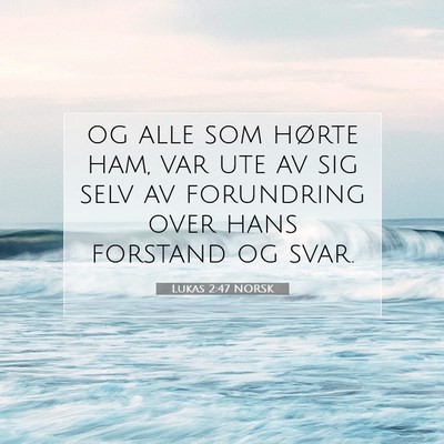 Picture 07 - Lukas 2:47 NORSK - og alle som hørte ham, var ute av sig selv av - Bible Verse Picture