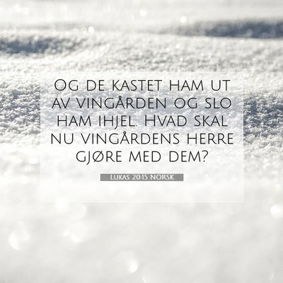 Picture 07 - Lukas 20:15 NORSK - Og de kastet ham ut av vingården og slo ham - Bible Verse Picture