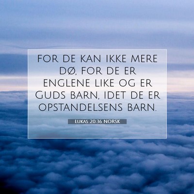 Picture 07 - Lukas 20:36 NORSK - for de kan ikke mere dø, for de er englene like - Bible Verse Picture