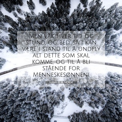 Picture 07 - Lukas 21:36 NORSK - Men våk hver tid og stund, og bed, så I kan - Bible Verse Picture