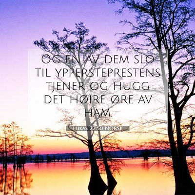 Picture 07 - Lukas 22:50 NORSK - Og en av dem slo til yppersteprestens tjener og - Bible Verse Picture