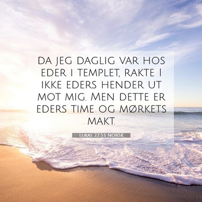 Picture 07 - Lukas 22:53 NORSK - da jeg daglig var hos eder i templet, rakte I - Bible Verse Picture