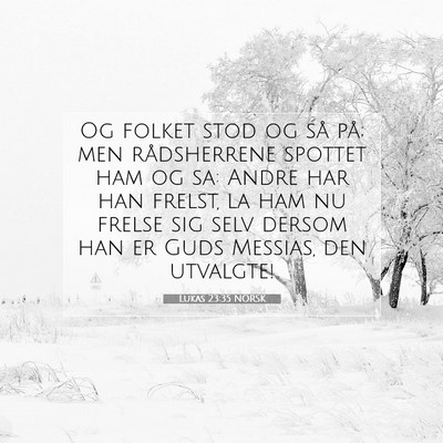 Picture 07 - Lukas 23:35 NORSK - Og folket stod og så på; men rådsherrene - Bible Verse Picture