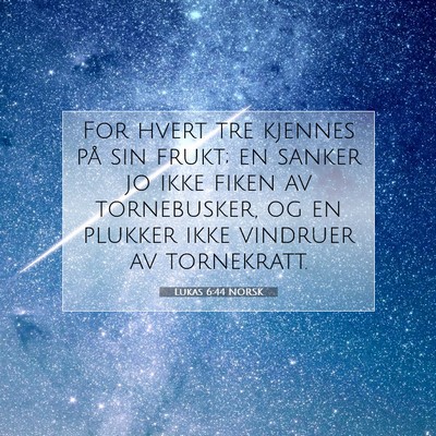 Picture 07 - Lukas 6:44 NORSK - For hvert tre kjennes på sin frukt; en sanker jo - Bible Verse Picture