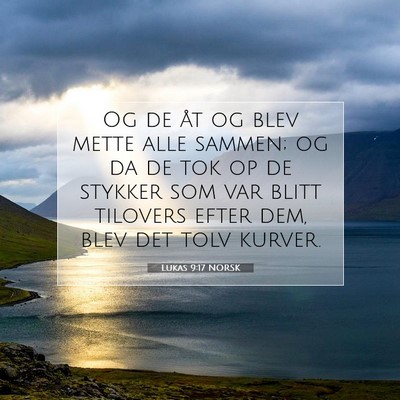Picture 07 - Lukas 9:17 NORSK - Og de åt og blev mette alle sammen; og da de tok - Bible Verse Picture