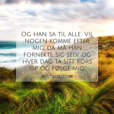 Picture 07 - Lukas 9:23 NORSK - Og han sa til alle: Vil nogen komme efter mig, da - Bible Verse Picture