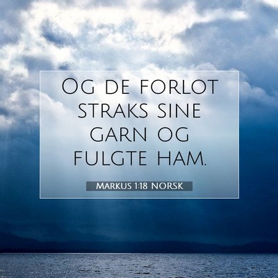 Picture 07 - Markus 1:18 NORSK - Og de forlot straks sine garn og fulgte - Bible Verse Picture