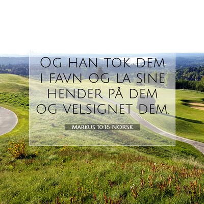Picture 07 - Markus 10:16 NORSK - Og han tok dem i favn og la sine hender på dem - Bible Verse Picture
